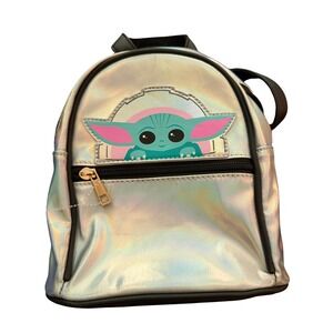 Kids Grogu Baby Yoda Backpack Iridescent Silver‎ Mini Cute Star Wars Backpack